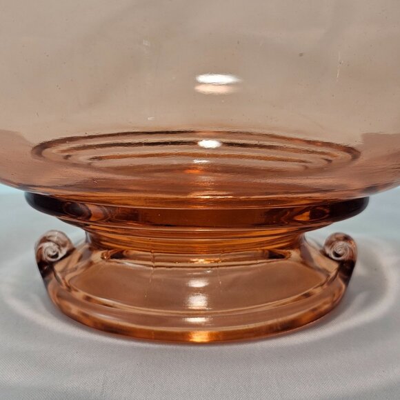 Imperial Glass Double Scroll Pink Bowl 10" vtg oval centerpiece - Picture 4 of 11